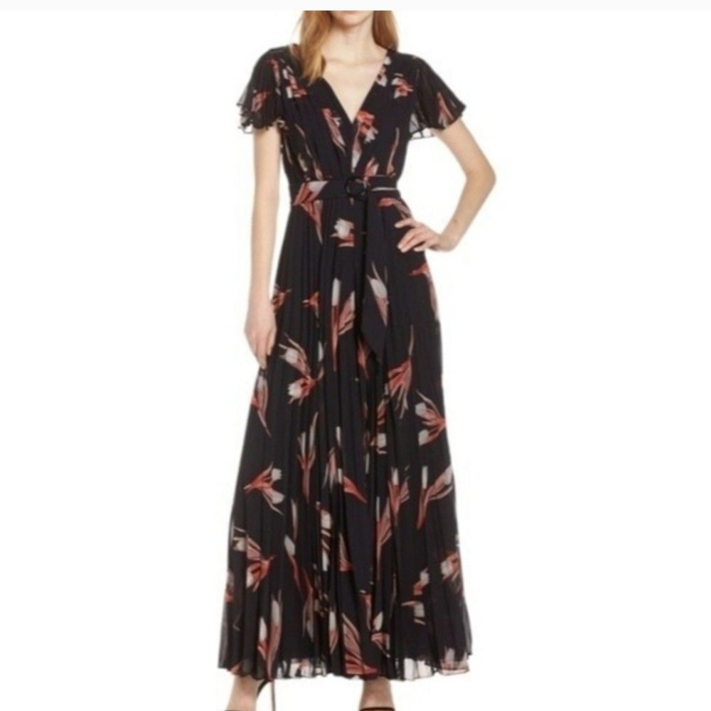 Frame And Partners Black Floral Pleated Jumpsuit